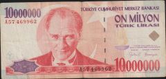 7.Emisyon 10 000 000 Lira A57 469962 Çok Temiz