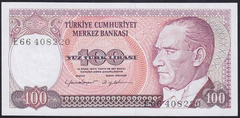 7.EMİSYON 2.TERTİP 100 LİRA E66 408220 ÇİL