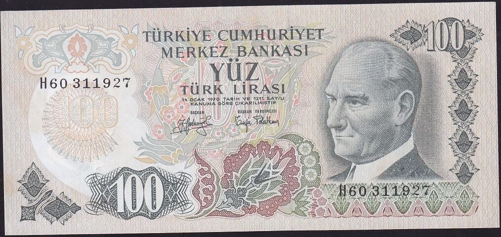 6.Emisyon 2.Tertip 100 Lira H60 311927 Çilaltı Çil