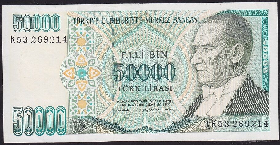 7.Emisyon 2.Tertip 50000 Lira K53 269214 Çok Çok Temiz