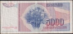 Yugoslavya 5000 Dinar 1985 Çok Temiz