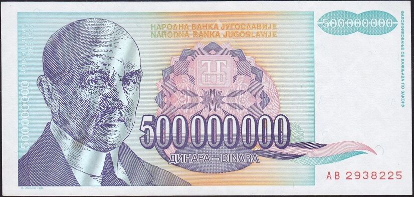 Yugoslavya 500000000 Dinar 1993 Ççt Çilaltı