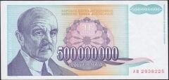 Yugoslavya 500000000 Dinar 1993 Ççt Çilaltı