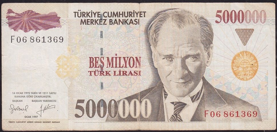 7.Emisyon 5 000 000 Lira F06 861369 Çok Temiz