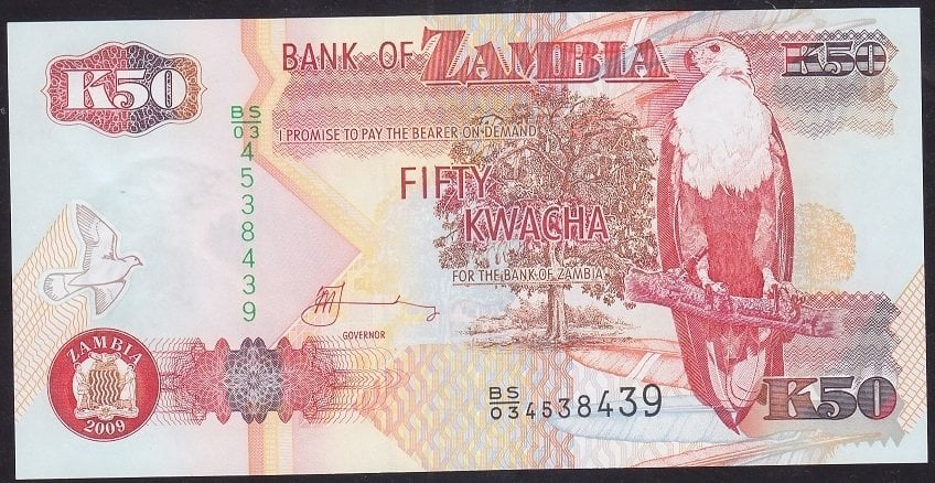 Zambia 50 Kwacha 2009 ÇİL Pick 37h