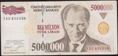 7.Emisyon 5 000 000 Lira I52 432358 Çok Temiz+