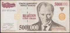 7.Emisyon 5 000 000 Lira J57 872344 Çok Temiz