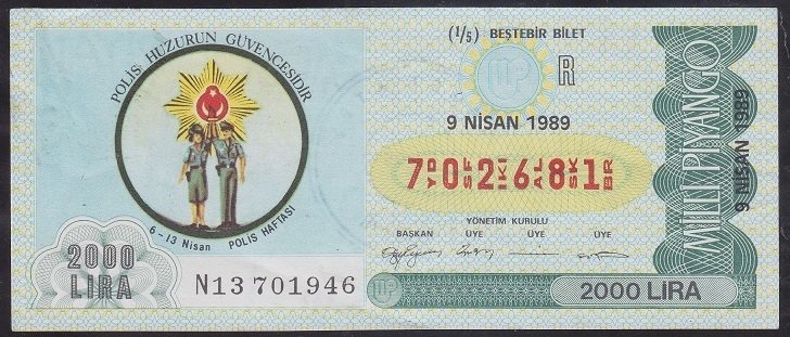 1989 9 NİSAN ÇEYREK BİLET R SERİSİ