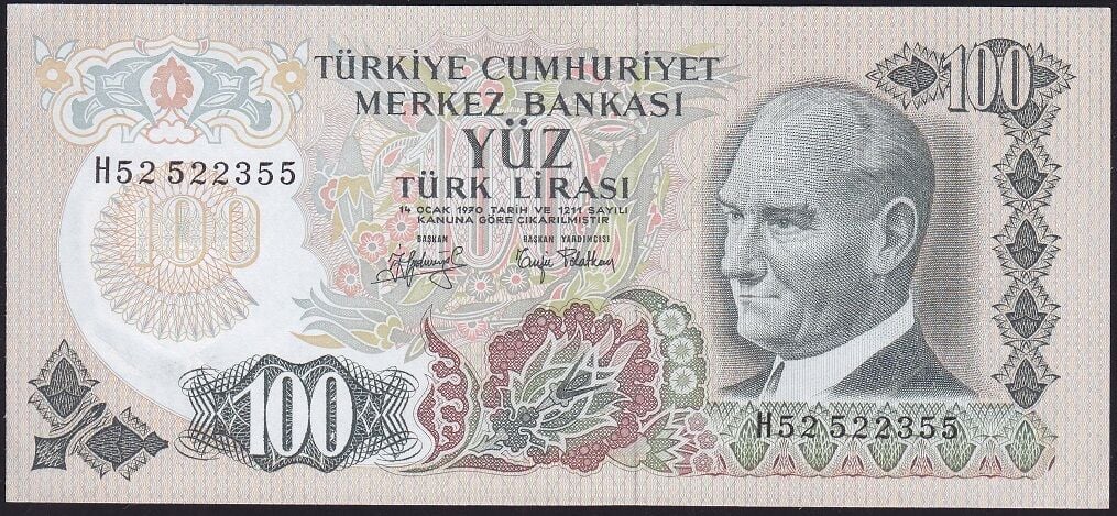 6.Emisyon 2.Tertip 100 Lira H52 5223XX Çilaltı Çil