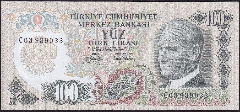6.Emisyon 2.Tertip 100 Lira G03 939033 Çok Çok Temiz+