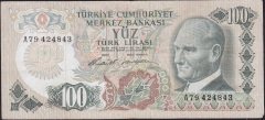 6.Emisyon 1.Tertip 100 Lira A79 424843 Çok Temiz