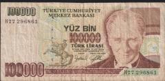 7.Emisyon 3.Tertip 100000 Lira H77 296861 Temiz
