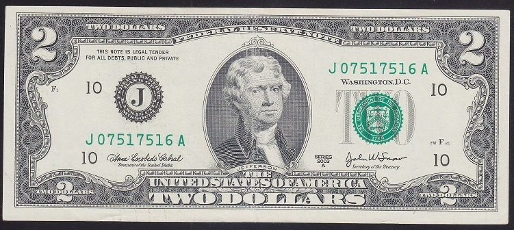 AMERİKA 2 DOLAR 2003 ÇİLALTI