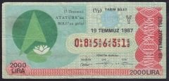 1987 19 TEMMUZ YARIM BİLET Y SERİSİ