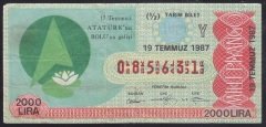 1987 19 TEMMUZ YARIM BİLET Y SERİSİ