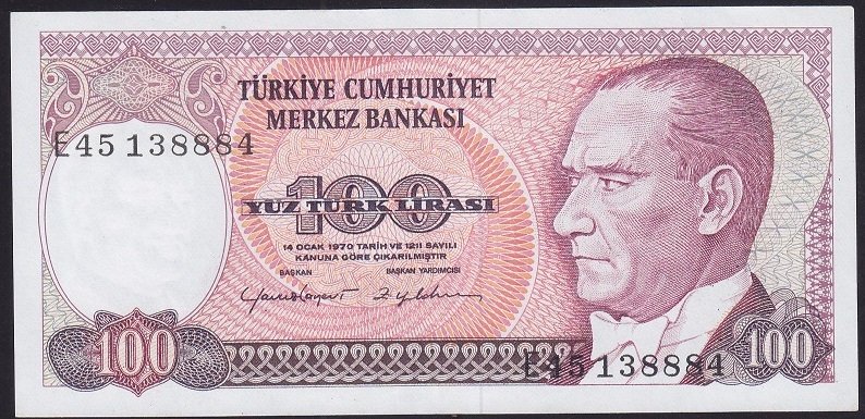 7.EMİSYON 2.TERTİP 100 LİRA E45 138884 ÇÇT ÇİLALTI