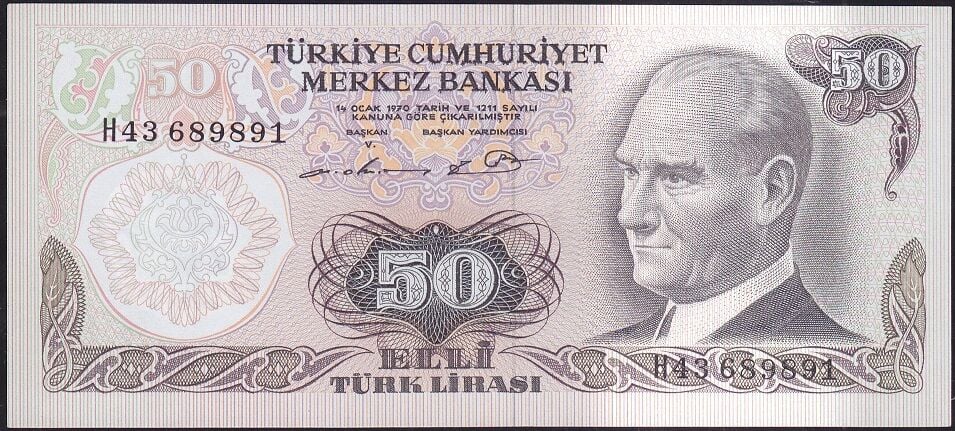 6.Emisyon 1.Tertip 50 Lira H43 689891 Çil