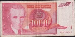 Yugoslavya 1000 Dinar 1992 Çok Temiz ( AA )
