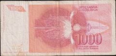Yugoslavya 1000 Dinar 1992 Çok Temiz ( AA )