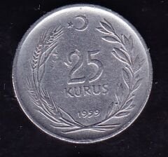 1959 Yılı 25 Kuruş Ters