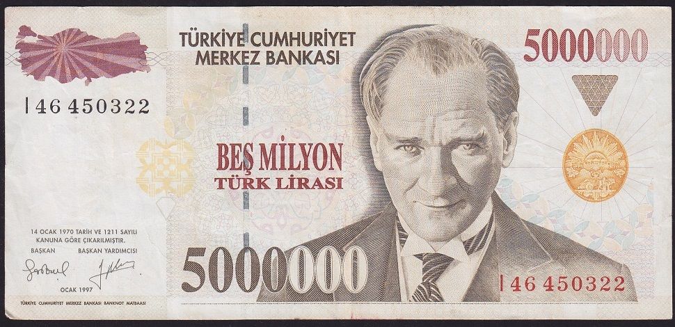 7.Emisyon 5 000 000 Lira I46 450322 Çok Temiz+