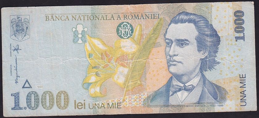 Romanya 1000 Lei 1998 Çok Temiz
