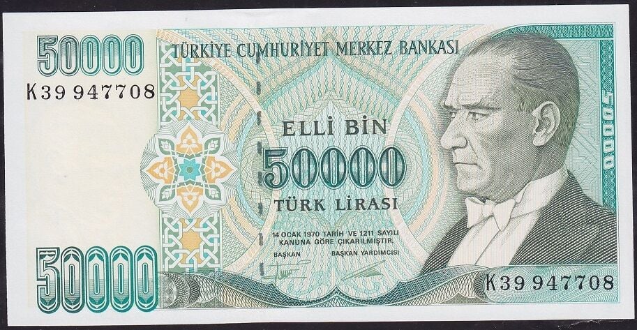 7.Emisyon 2.Tertip 50000 Lira K39 947708 Çil
