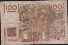 Fransa 100 Frank 17 Ocak 1946 Çok Temiz