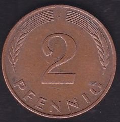 Almanya 2 Pfennig 1991 J