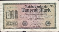 Almanya 1000 Mark 1922 Temiz ( Filigranı Çokgen ) 6 Rakam Yeşil  (R75f) Erör Açıklamayı okuyunuz