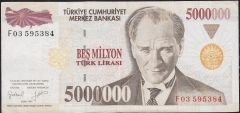 7.Emisyon 5 000 000 Lira F03 595384 Çok Temiz+