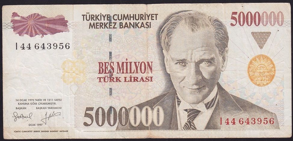 7.Emisyon 5 000 000 Lira I44 643956 Çok Temiz