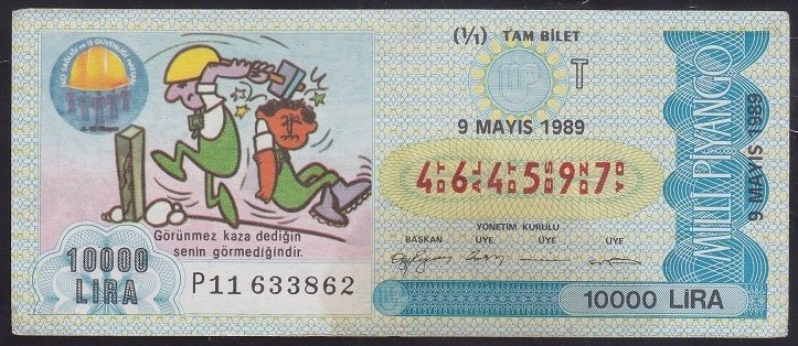 1989 9 MAYIS TAM BİLET T SERİSİ