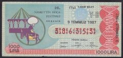 1987 9 TEMMUZ YARIM BİLET Y-B SERİSİ