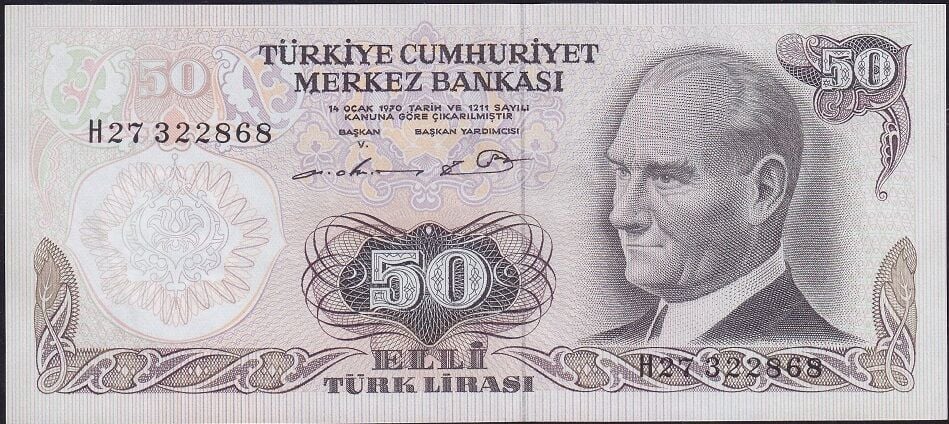 6.Emisyon 1.Tertip 50 Lira H27 322868 Çok Çok Temiz+