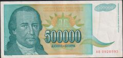 Yugoslavya 500000 Dinar 1993 Çok Temiz+ Pick 131