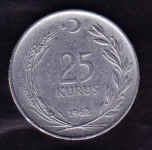 1961 Yılı 25 Kuruş Ters
