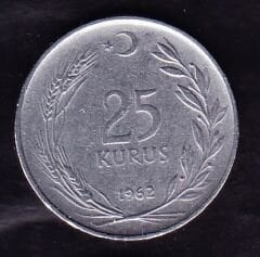 1961 Yılı 25 Kuruş Ters