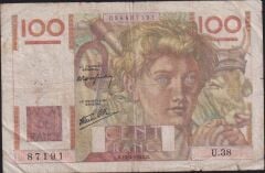 Fransa 100 Frank 18 Nisan 1946 Çok Temiz