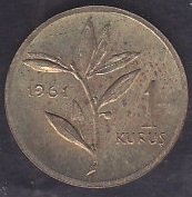 1961 Yılı 1 Kuruş Çok Çok Temiz