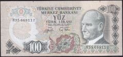 6.Emisyon 2.Tertip 100 Lira H35 669112 Çok Temiz+