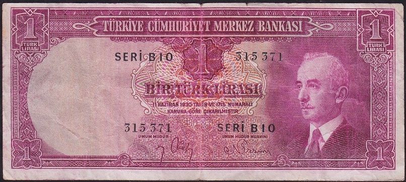 2.Emisyon 1 Lira B10 315371 Çok Temiz