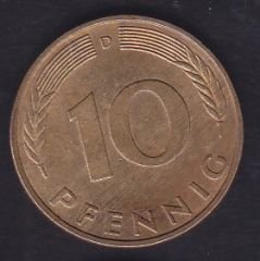Almanya 10 Pfennig 1981 D