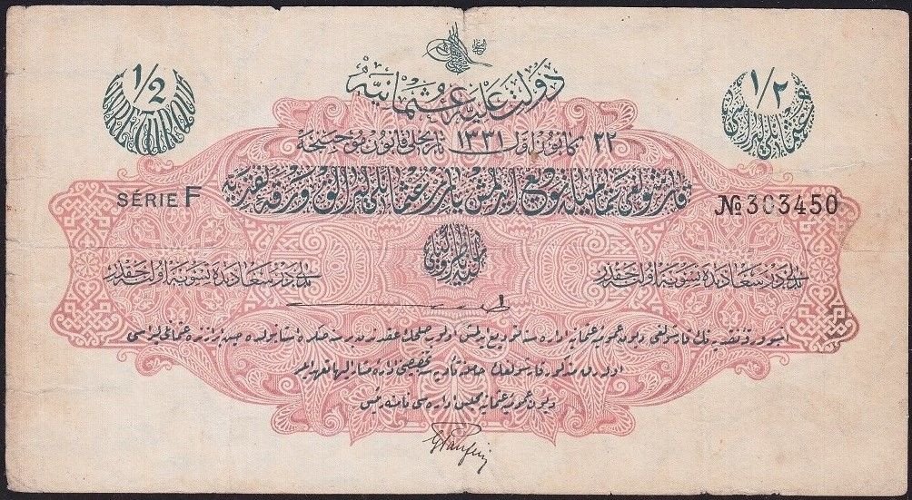 Reşat 1/2 Lira 22 Aralık 1331 F 303450 Panfili İmza Çok Temiz