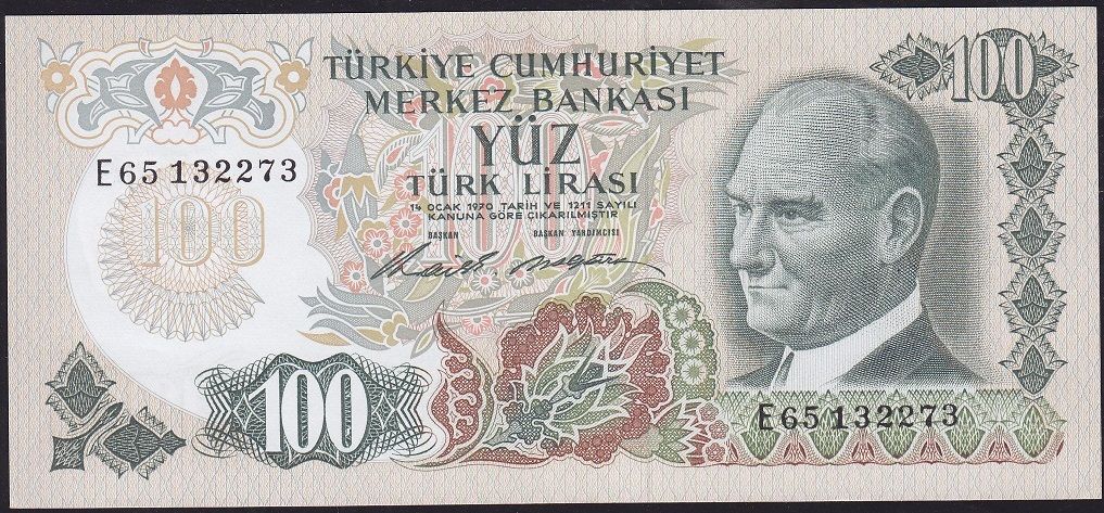 6.Emisyon 1.Tertip 100 Lira E65 132273 Çilaltı