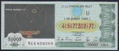 1995 28 ŞUBAT ÇEYREK BİLET U SERİSİ