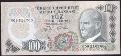 6.Emisyon 2.Tertip 100 Lira H09 116260 Çilaltı ( Ortada Tedavül Katı Yok )