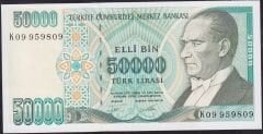 7.Emisyon 2.Tertip 50000 Lira K09 959809 Çil
