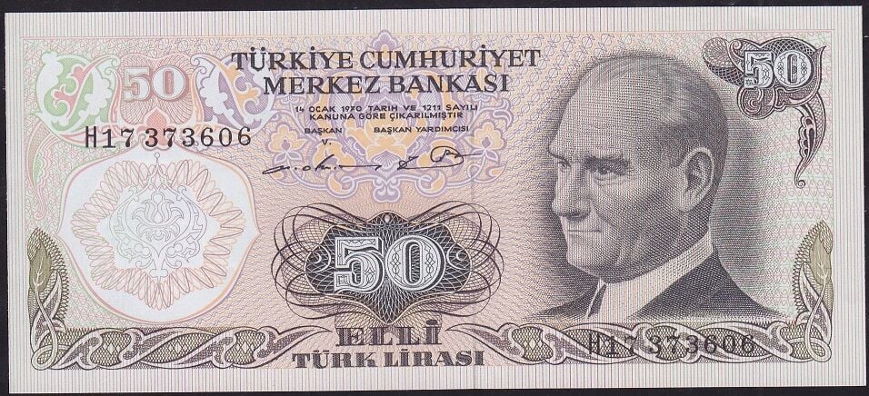 6.Emisyon 1.Tertip 50 Lira H17 373606 Çil