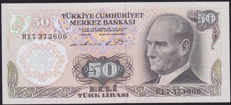 6.Emisyon 1.Tertip 50 Lira H17 373606 Çil